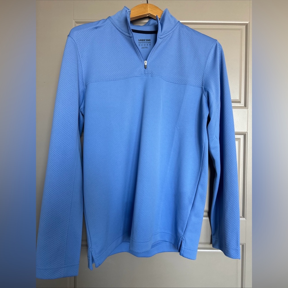 Men’s Lands’ End Outfitters Blue Quarter Zip Pullover, Long Sleeve, Size Small